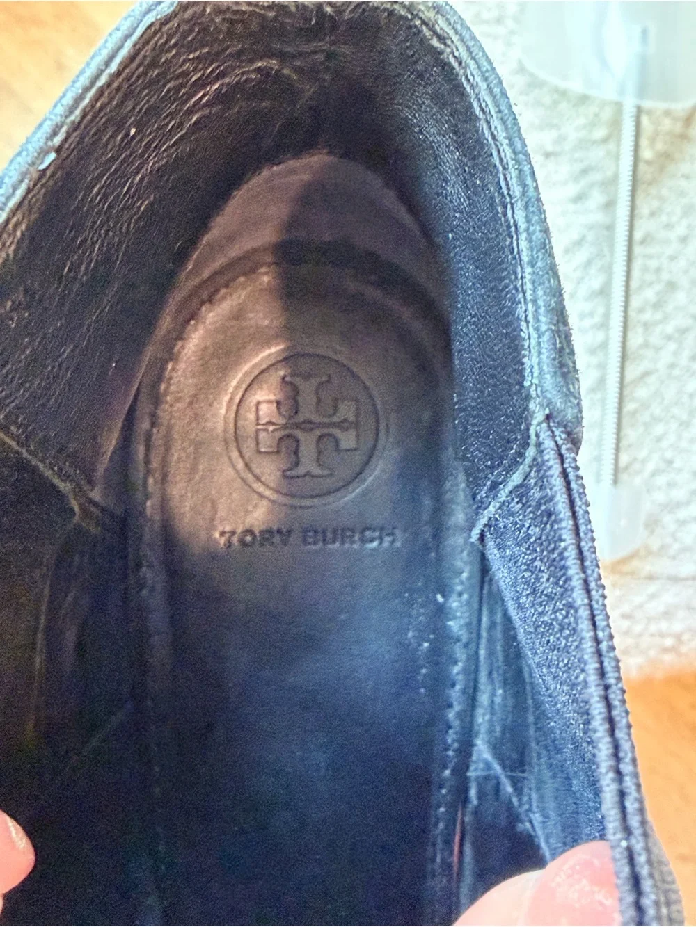 Tory Burch Gemma Open Toe Bootie in Black Royal Suede size 10